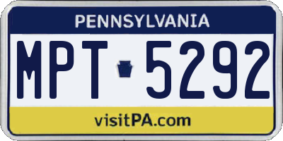 PA license plate MPT5292