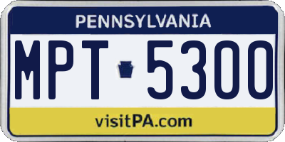 PA license plate MPT5300