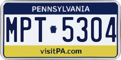 PA license plate MPT5304