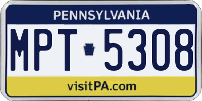 PA license plate MPT5308
