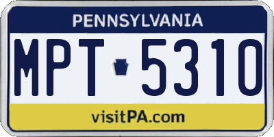 PA license plate MPT5310