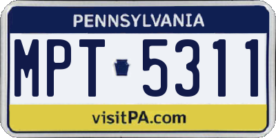 PA license plate MPT5311