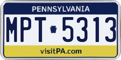 PA license plate MPT5313