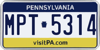PA license plate MPT5314