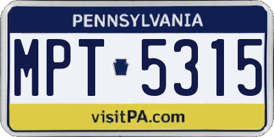 PA license plate MPT5315