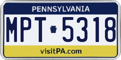 PA license plate MPT5318