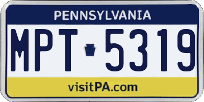 PA license plate MPT5319