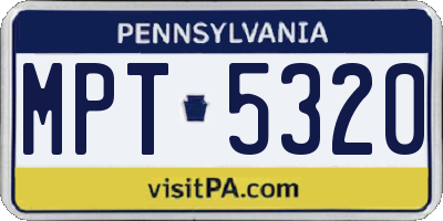 PA license plate MPT5320