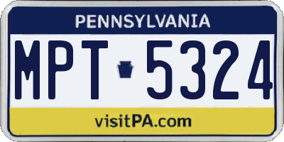 PA license plate MPT5324