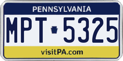 PA license plate MPT5325