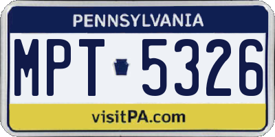 PA license plate MPT5326