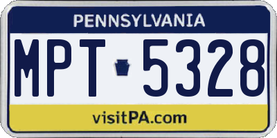PA license plate MPT5328