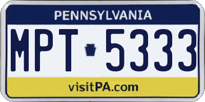PA license plate MPT5333