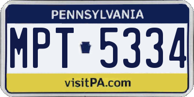 PA license plate MPT5334