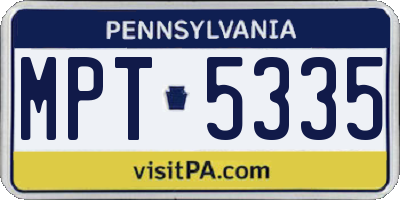 PA license plate MPT5335