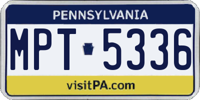 PA license plate MPT5336