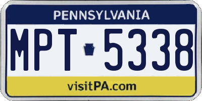 PA license plate MPT5338