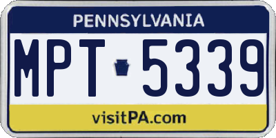 PA license plate MPT5339