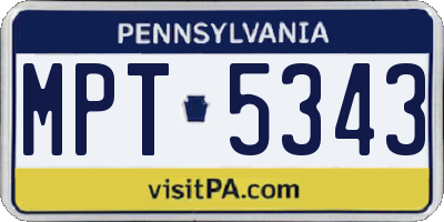 PA license plate MPT5343
