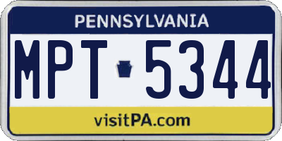 PA license plate MPT5344