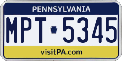 PA license plate MPT5345