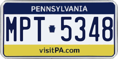 PA license plate MPT5348