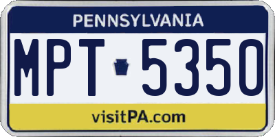 PA license plate MPT5350
