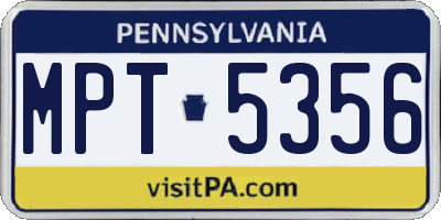 PA license plate MPT5356