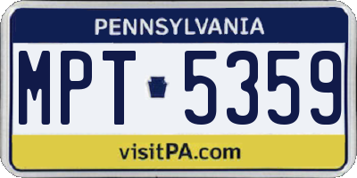 PA license plate MPT5359