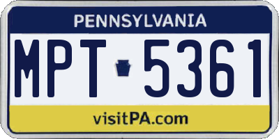 PA license plate MPT5361