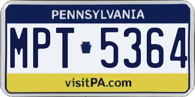PA license plate MPT5364