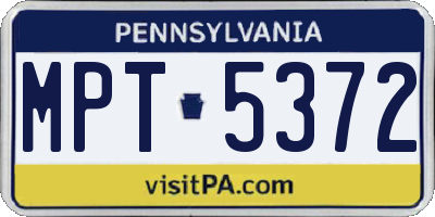 PA license plate MPT5372