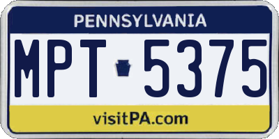 PA license plate MPT5375