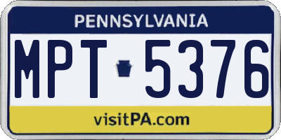 PA license plate MPT5376