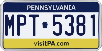PA license plate MPT5381