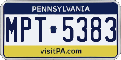 PA license plate MPT5383