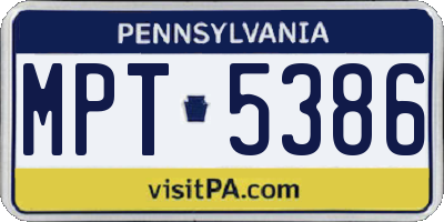 PA license plate MPT5386