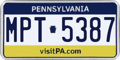 PA license plate MPT5387