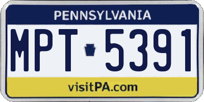 PA license plate MPT5391