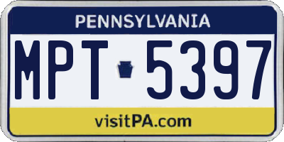 PA license plate MPT5397