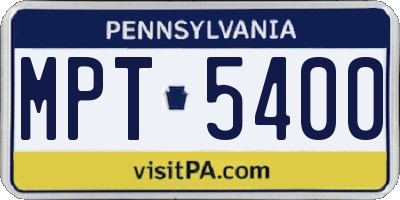 PA license plate MPT5400