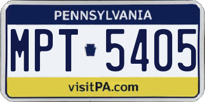 PA license plate MPT5405