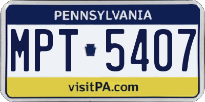 PA license plate MPT5407