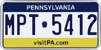 PA license plate MPT5412