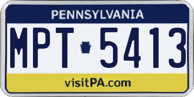 PA license plate MPT5413