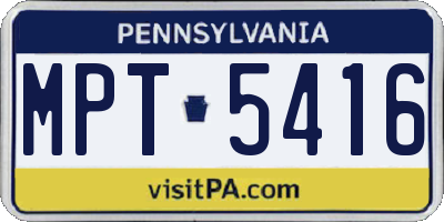 PA license plate MPT5416