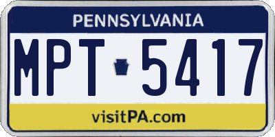 PA license plate MPT5417