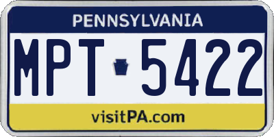 PA license plate MPT5422