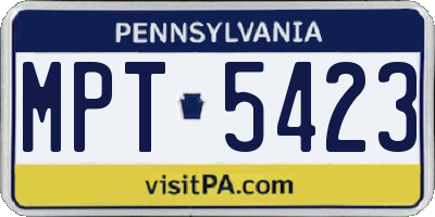 PA license plate MPT5423