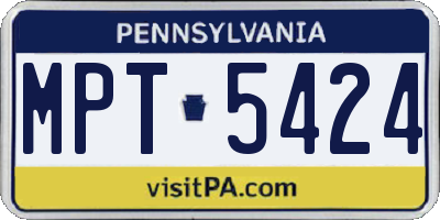 PA license plate MPT5424